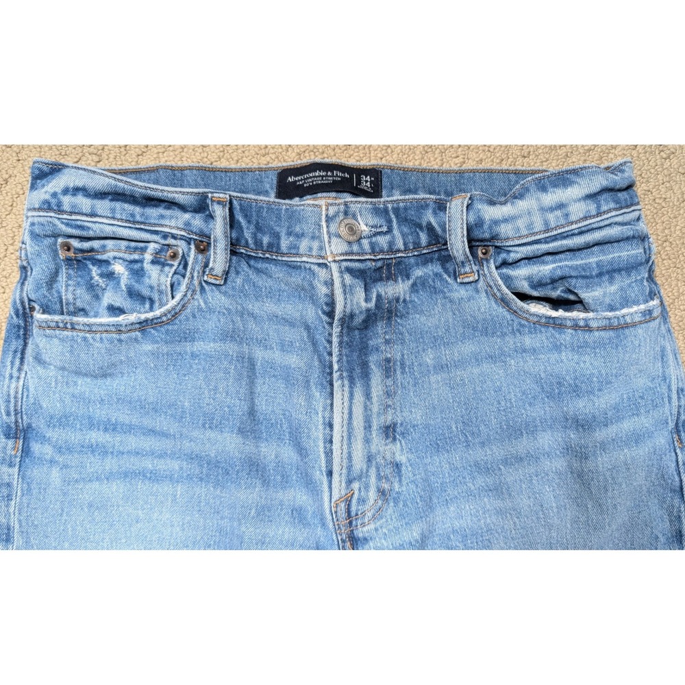 Abercrombie & Fitch Jeans Mens 34x34 Blue 90s Straight Vintage Stretch Light